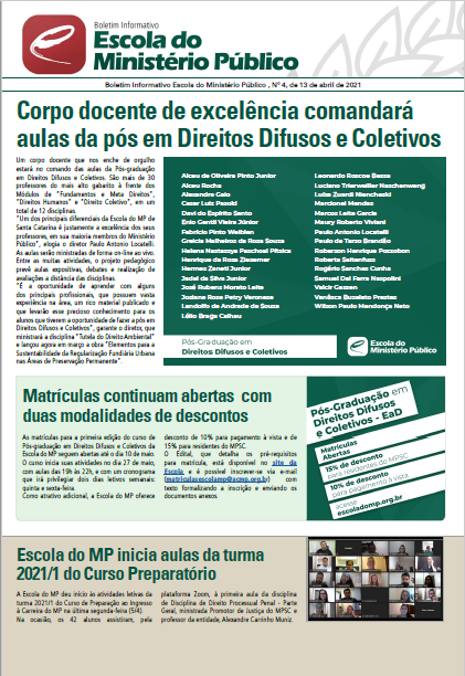 Boletim Informativo Escola Do Ministério Público Nº 4 De 13 De Abril De 2021 Escola Do 5877